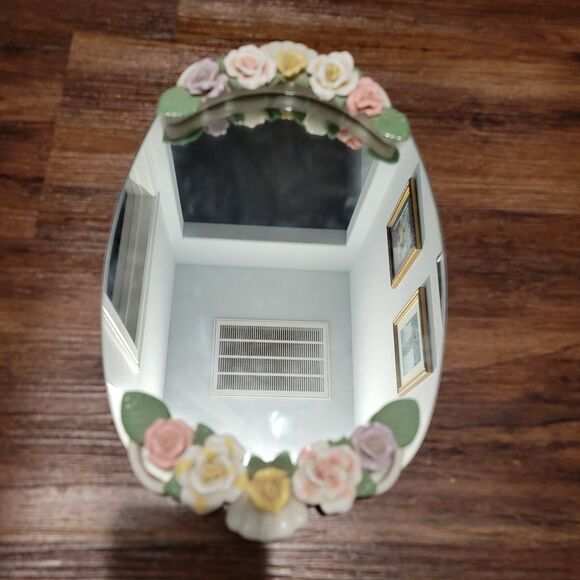 Vintage Capodimonte Style Flower Mirrored Vanity Tray - 13.5" x 9" Victorian - Picture 7 of 7